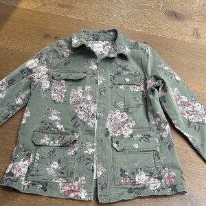 Kensie Floral Utility Jacket | Olive Green – Size M